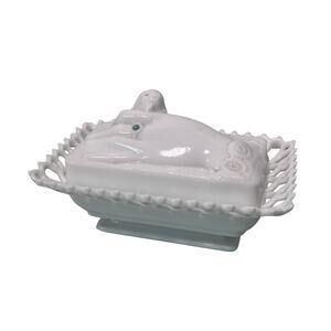 Westmoreland Vintage Handmade Milk Glass Bird in Hand Trinket Dish